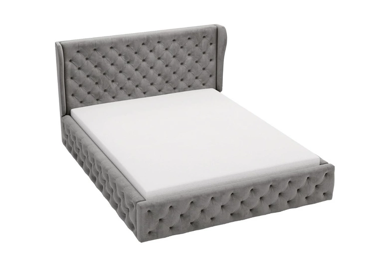 Polsterbett mit Bettkasten und Lattenrost 200x200 Kingston Grau