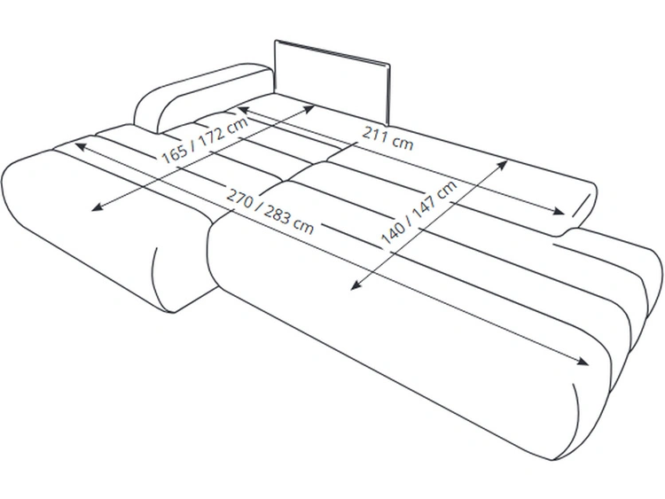 Ecksofa L-Form mit Schlaffunktion und Bettkasten Lisso Rechts Cremefarben