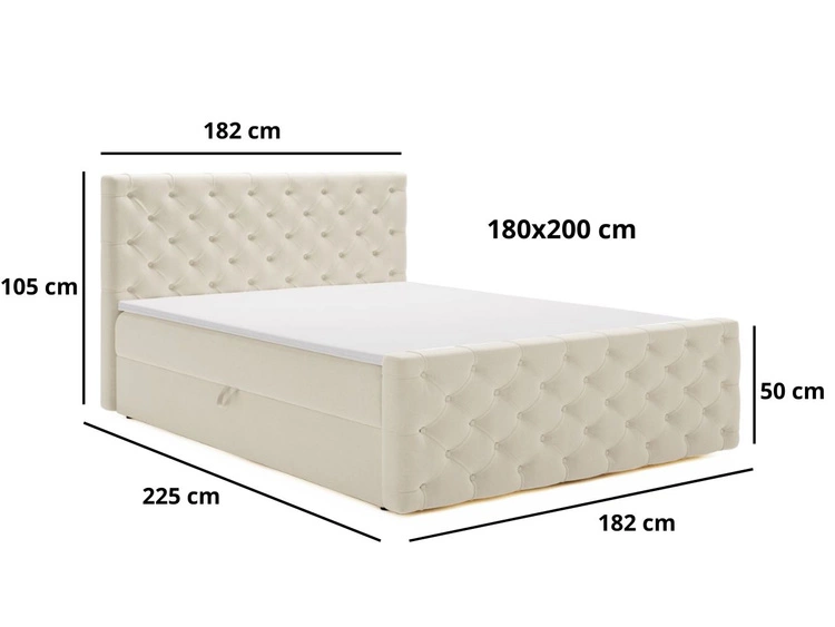 Boxspringbett mit Bettkasten 180x200 Montego Dunkel grau