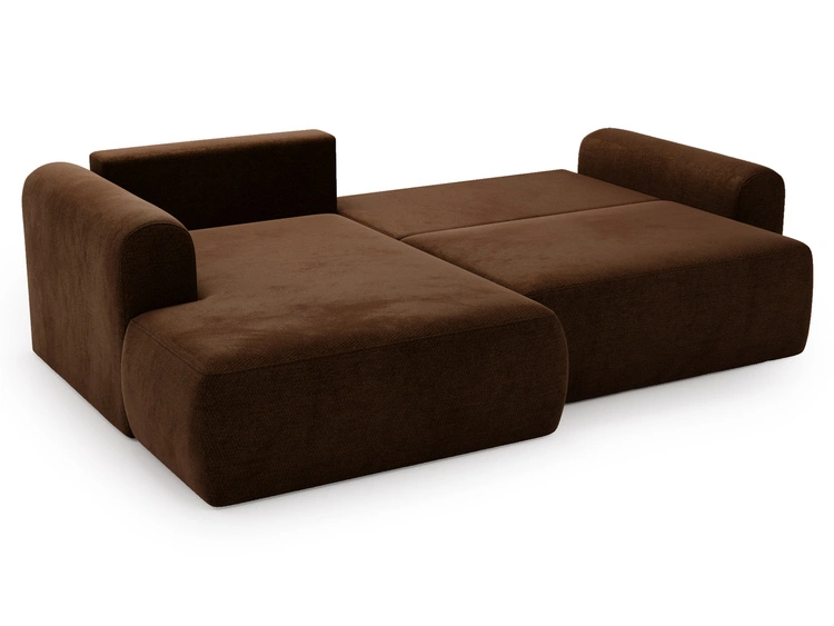 Ecksofa L-Form mit Schlaffunktion und Bettkasten Savana Bis Braun