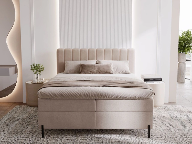 Boxspringbett mit Bettkasten 180x200 Primavera Beige