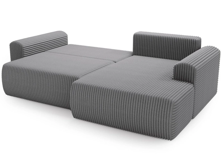 Ecksofa mit Schlaffunktion und Bettkasten Belvio rechts Dunkelgrau
