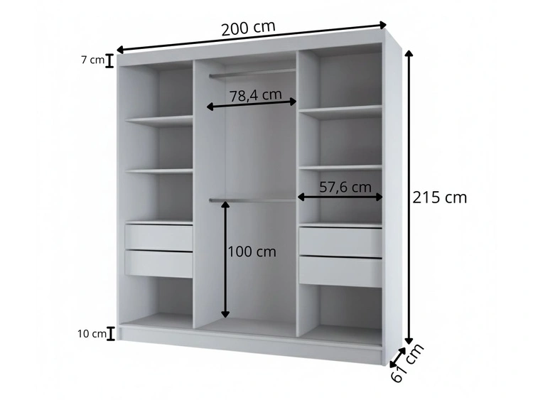 Schiebetürenschrank mit Spiegel 200 cm Vello Schwarz