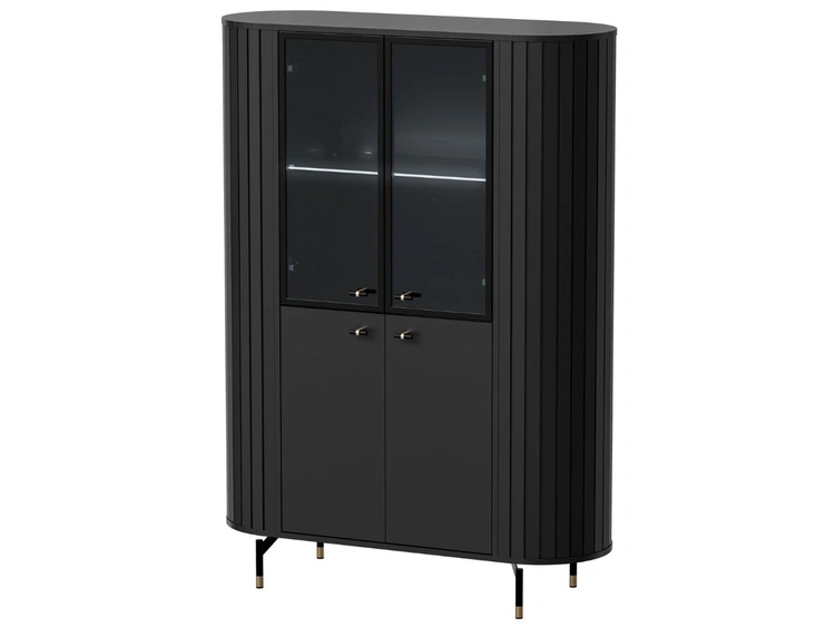Möbel-Set für Wohnzimmer Soria Schwarz mat