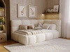 Gepolstertes Jugend-Einzelbett mit Bettkasten und Lattenrost 90x200 Modo One Links Beige