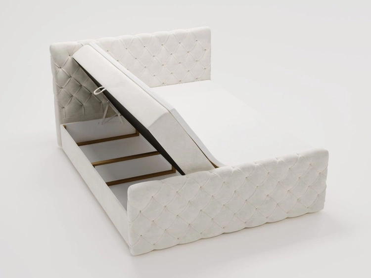 Boxspringbett mit Bettkasten 140x200 Lunaris Creme