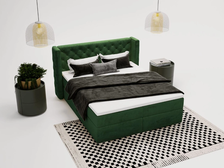 Boxspringbett mit Bettkasten 140x200 Lion Grün