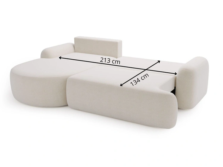 Ecksofa L-Form Links mit Schlaffunktion und Bettkasten Aurio HellBraun