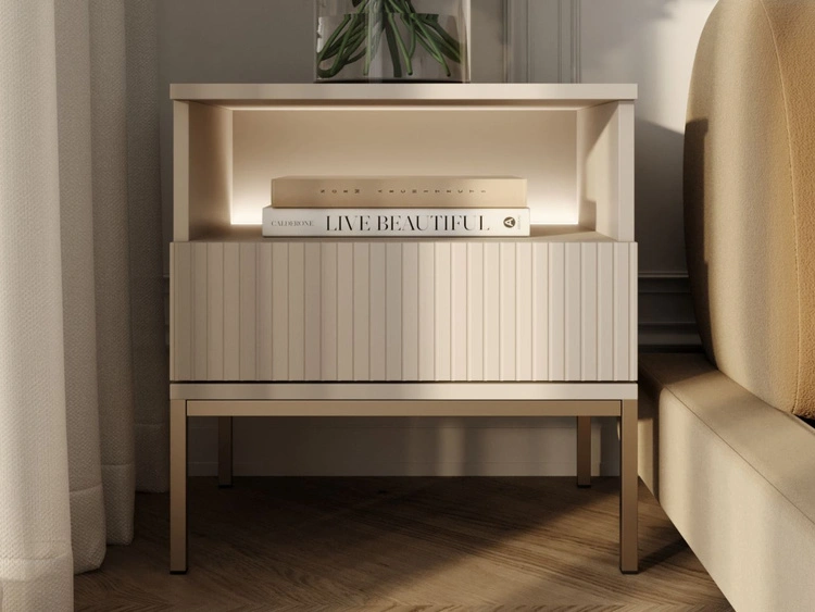 Nachtschrank mit Schublade und Led Deo Kaschmir