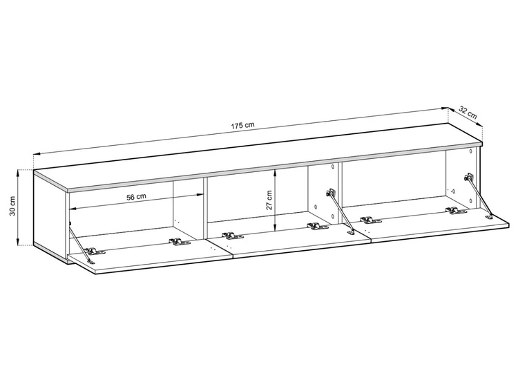 TV-Lowboard Hänge mit Türen 175 cm Diolo Schwarzer Marmor mit glatter Front