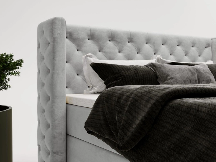 Boxspringbett mit Bettkasten 180x200 Lion Hellgrau