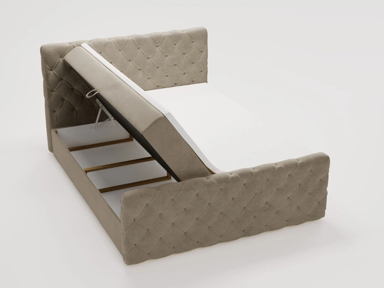 Boxspringbett mit Bettkasten 180x200 Lunaris Hellbraun