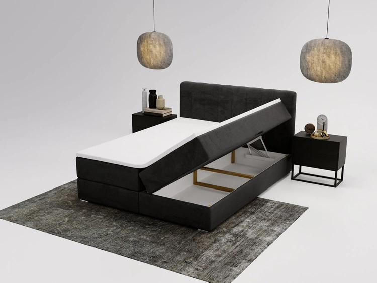 Boxspringbett mit Bettkasten 180x200 Forte Schwarz