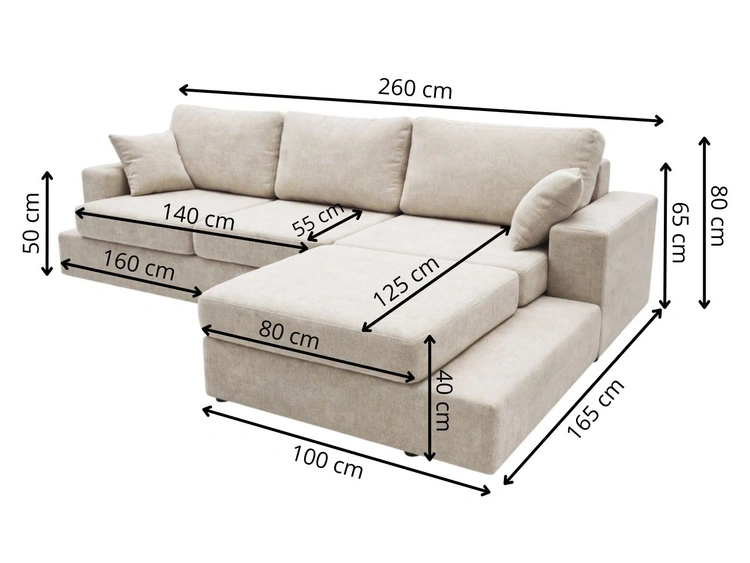 Ecksofa L-Form fürs Wohnzimmer Nesto Rechts Beige
