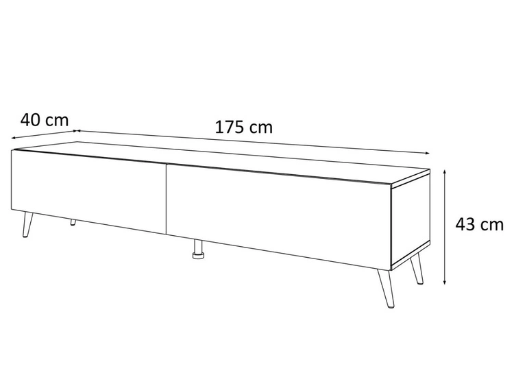 TV-Lowboard mit Türen auf Silbernen Metallbeinen 175 cm Sorelle Weiß Hochglanz