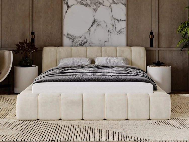 Polsterbett mit Bettkasten und Lattenrost 120x200 Ibiza Beige