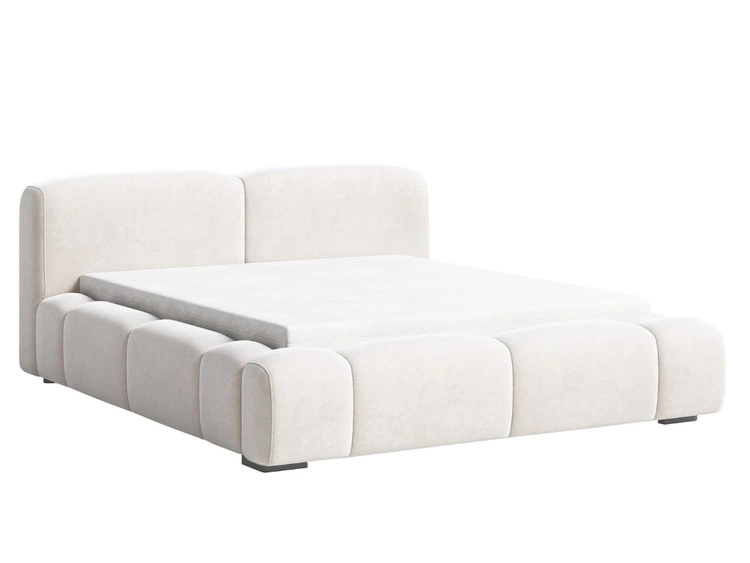Polsterbett mit Bettkasten und Lattenrost 140x200 Aubi Creme