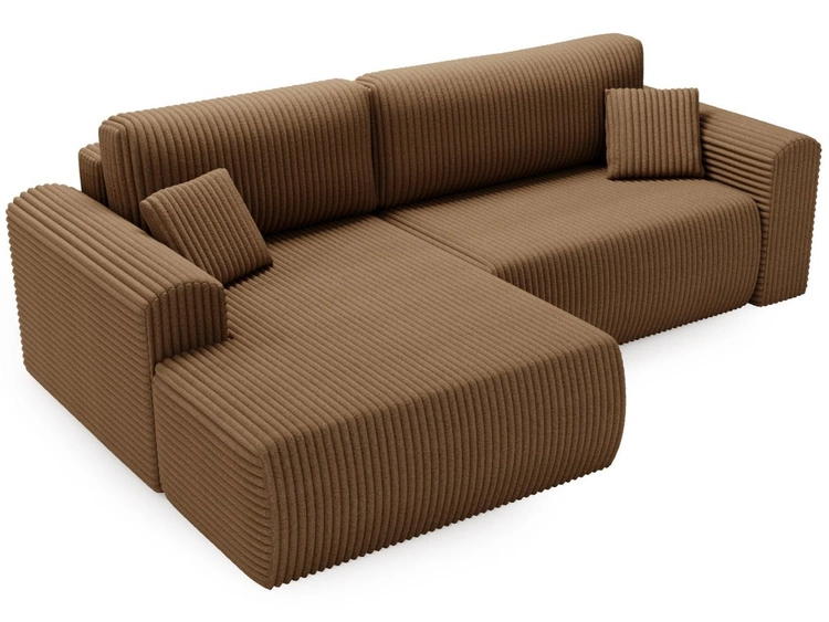Ecksofa mit Schlaffunktion und Bettkasten Belvio links Braun