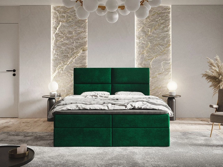 Boxspringbett mit Bettkasten 160x200 Hera Grün