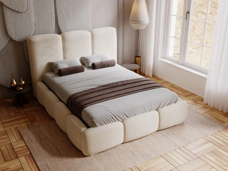 Polsterbett mit Bettkasten und Lattenrost 120x200 Bubble Beige