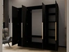 Kleiderschrank 200 cm Perugia Schwarz mit goldenen Griffen