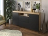 Wohnzimmer-Set – TV-Schrank und Kommode auf schwarzen Füßen Asumi Schwarz und Eiche Wotan