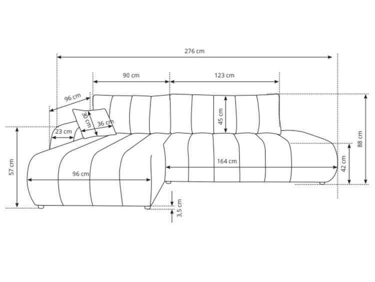 Ecksofa mit Schlaffunktion und Bettkasten Links Adoro Creme