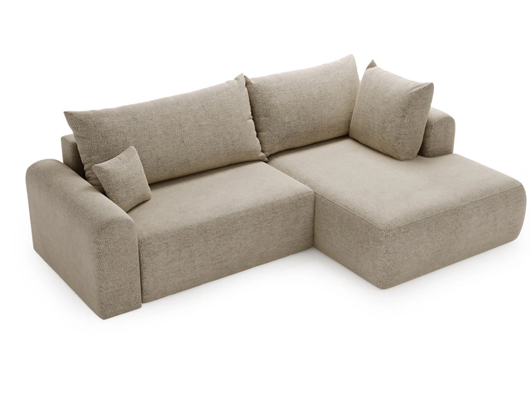 Ecksofa L-Form mit Schlaffunktion und Bettkasten Savana Bis Beige