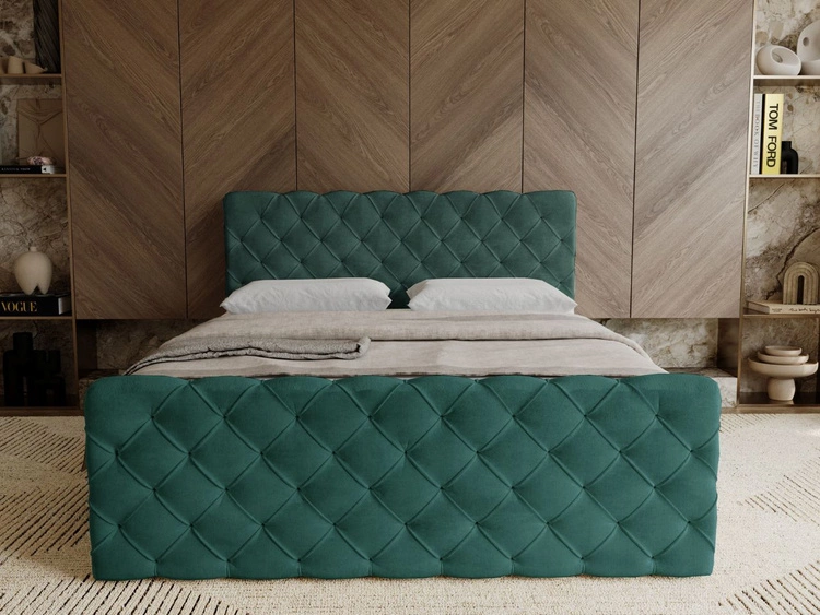 Boxspringbett mit Bettkasten 120x200 Lunaris Grün