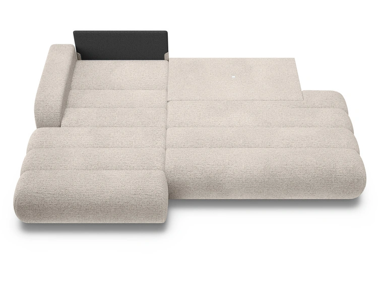 Ecksofa L-Form mit Schlaffunktion und Bettkasten Lisso Links Cremefarben