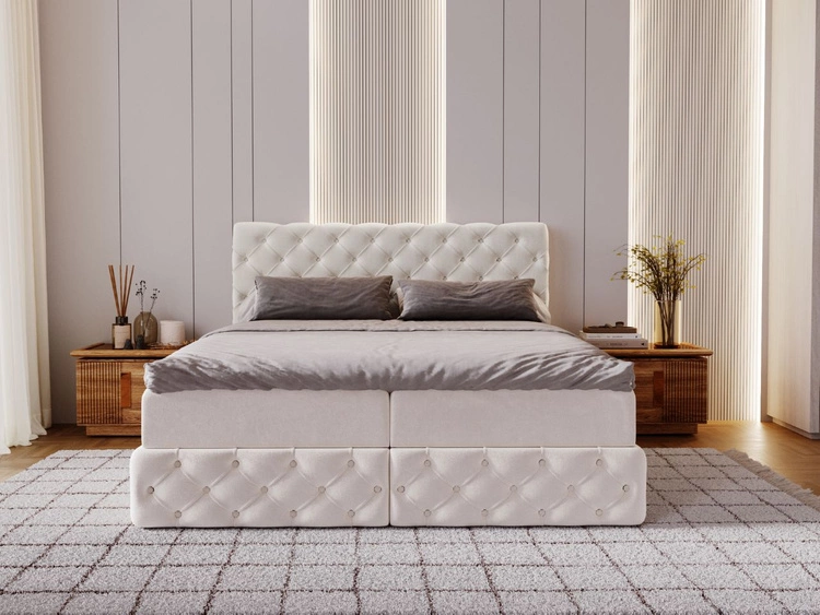 Boxspringbett mit Bettkasten 140x200 Canolo Creme