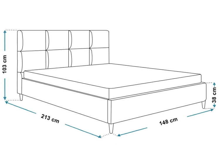 Polsterbett mit Lattenrost 140x200 Luxe Dunkelgrau
