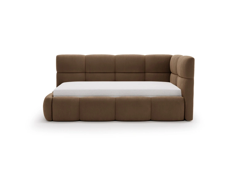 Gepolstertes Jugend-Einzelbett mit Bettkasten und Holzrost 90x200 Modo One Links Braun