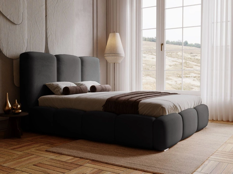 Polsterbett mit Bettkasten und Lattenrost 180x200 Bubble Schwarz