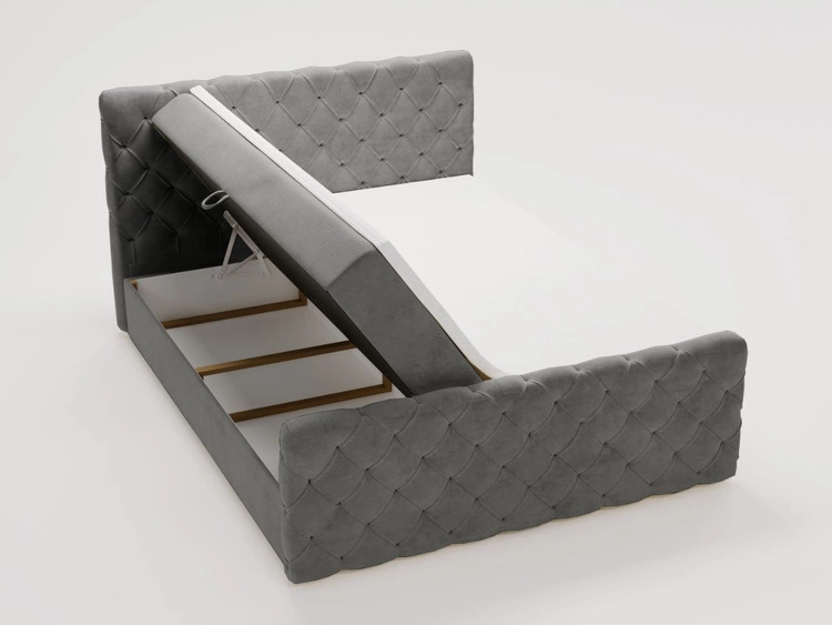 Boxspringbett mit Bettkasten 160x200 Lunaris Grau