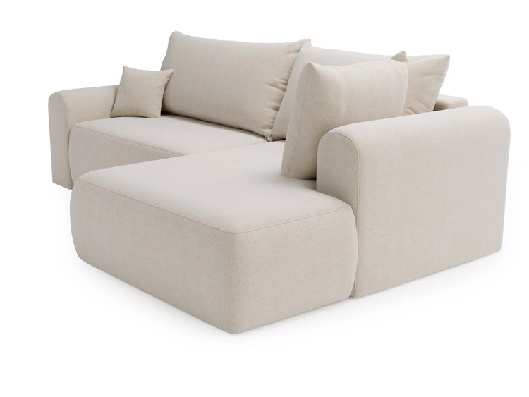 Ecksofa L-Form mit Schlaffunktion und Bettkasten Savana Bis Hellbeige