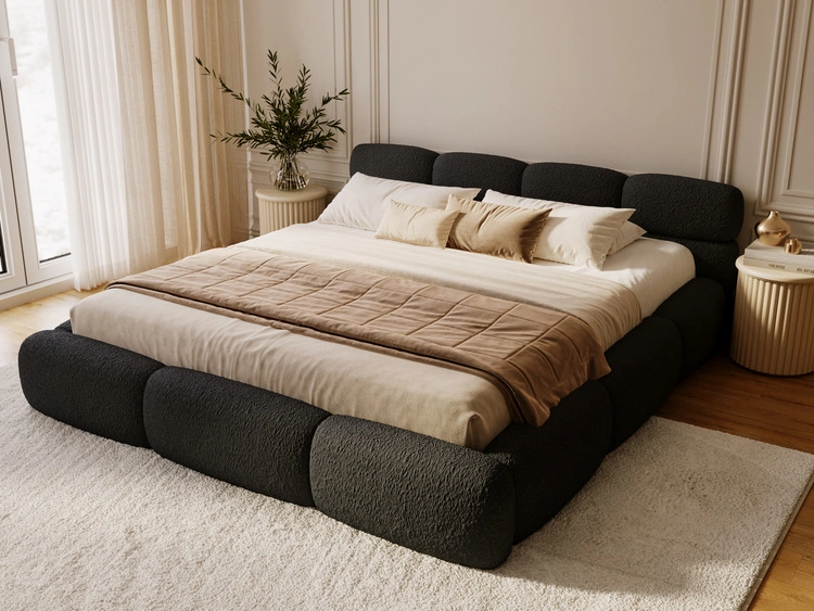 Polsterbett mit Bettkasten und Bettrost 140x200 Sweet Low Schwarz