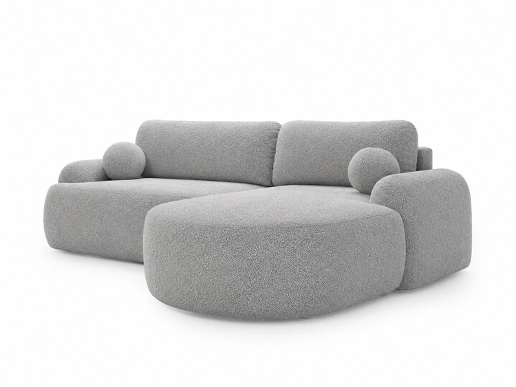 Ecksofa L-Form Rechts mit Schlaffunktion und Bettkasten Aurio Grau