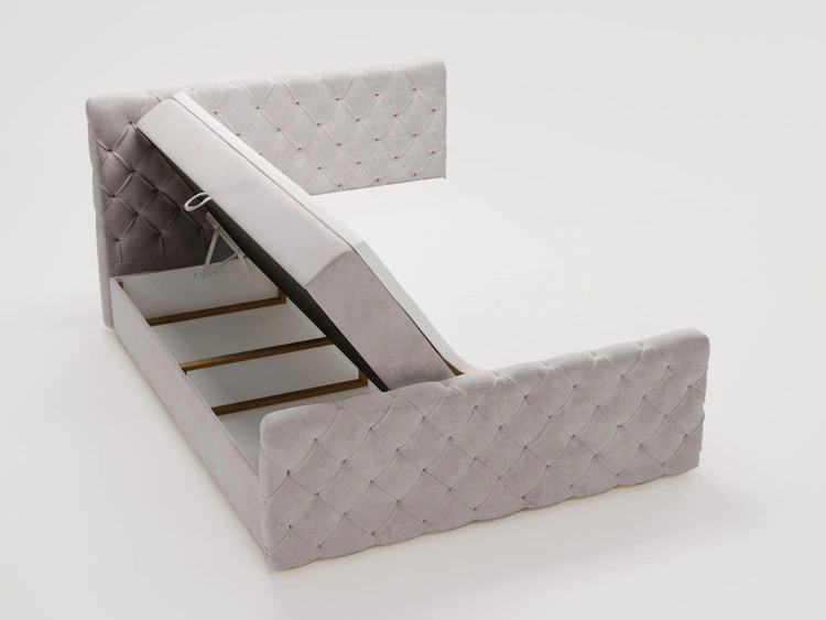 Boxspringbett mit Bettkasten 160x200 Lunaris Hellgrau