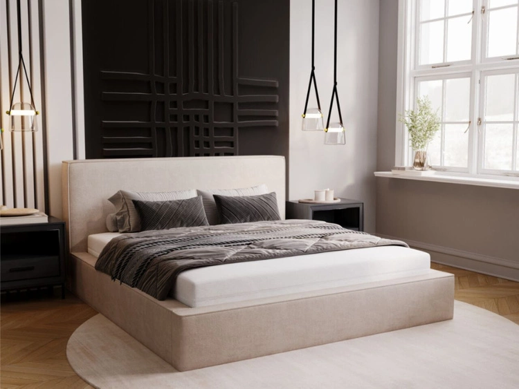 Polsterbett mit Bettkasten und Lattenrost 160x200 Monaco Beige