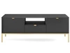 TV-Lowboard mit Schublade und Türen Amber Schwarz, Gold Frame