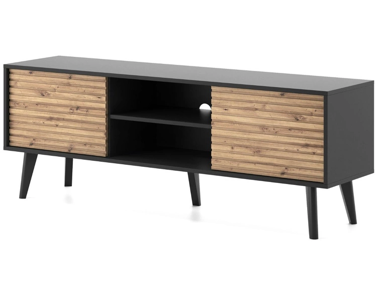 TV-Lowboard mit Türen Astro Schwarz, Artisan Eiche