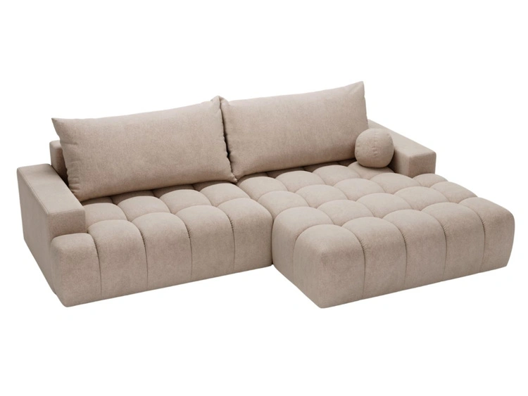 Ecksofa L-Form mit Schlaffunktion und Bettkasten Havi Rechts Beige