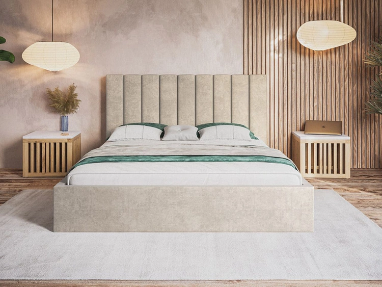 Polsterbett mit Bettkasten und Lattenrost 120x200 Sesto Beige