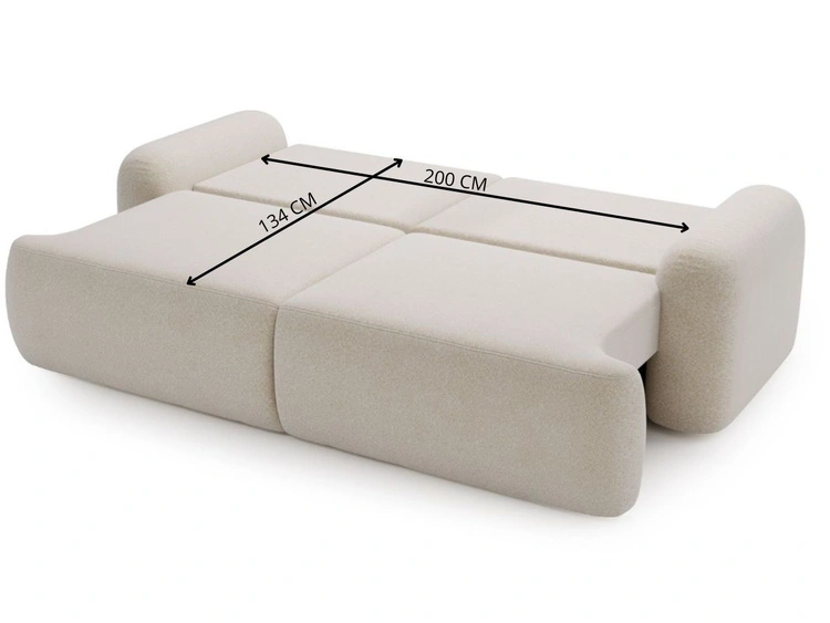 Sofa mit Schlaffunktion und Bettkasten Aurio Creme
