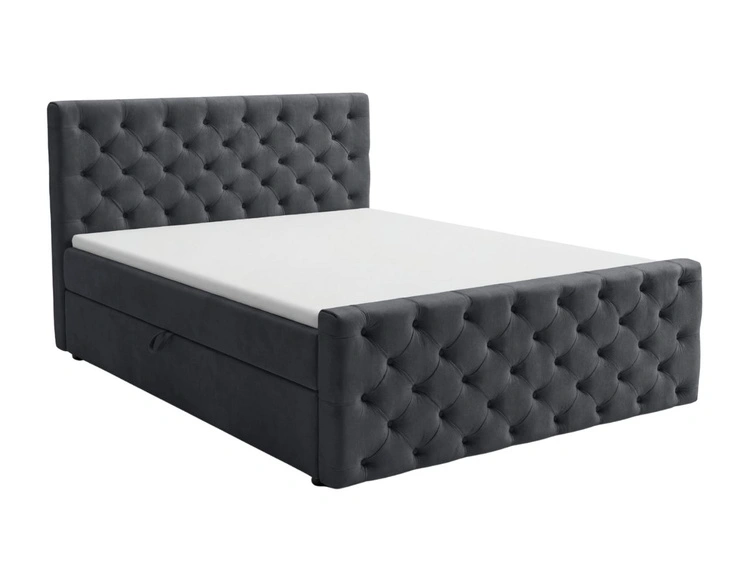 Boxspringbett mit Bettkasten 180x200 Montego Dunkel grau