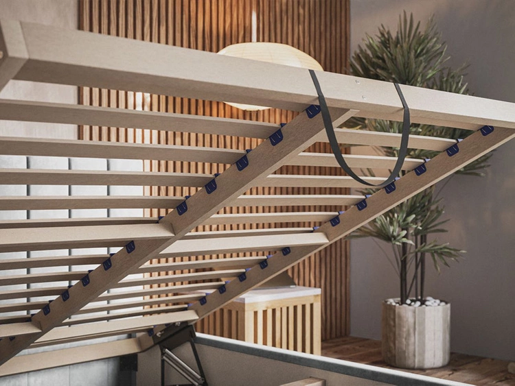 Polsterbett mit Bettkasten und Lattenrost 160x200 Andri Dunkelblau