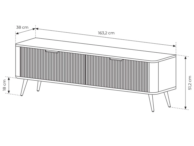 TV-Lowboard mit Türen 163 cm Latina Schwarz