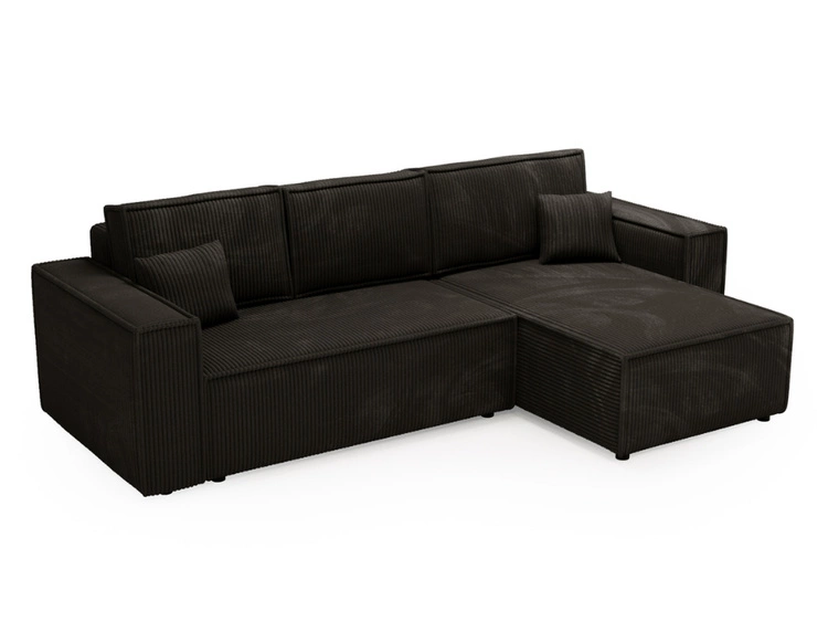 Ecksofa L-Form mit Schlaffunktion und Bettkasten Prato XL Schwarz