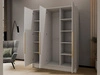 Kleiderschrank mit Spiegel 150 cm Lucca Weiß mit goldenen Griffen